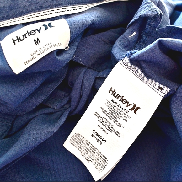 HURLEY Women’s 100% Cotton Blue Button Down Casual Long Sleeve Shirt Medium - Picture 3 of 6